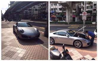 有錢就是任性？車主開保時捷上人行道