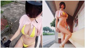 「超胸」比基尼正妹　竟是大叔扮的
圖/翻攝自Chun Ang Chen臉書
 