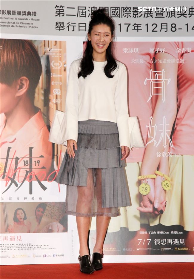 澳門電影「骨妹｣女主角余香凝，來台媒體見面會。（記者邱榮吉/攝影）