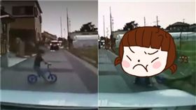  小孩,騎單車,穿越馬路,被撞,甩巴掌,教育,暴力,日本 圖／翻攝自@lumpofsugar0922推特影片