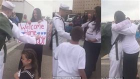 美國海軍克里斯（Chris Daugherty）服役半年返家，驚見妻子懷孕了。（圖／翻攝自《每日郵報》）