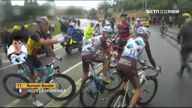 環法賽成碰碰車！西班牙老將摔斷腿