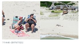 美國紐澤西州州長克利斯蒂（Chris Christie）沙灘渡假（圖／翻攝字推特Brian Cassella @briancassella）