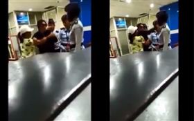 印尼高官妻子機場摑掌。（合成圖／翻攝自Twitter）