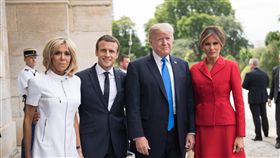 川普,Donald Trump,梅蘭妮雅,梅蘭妮亞,Melania Trump，馬克宏,Emmanuel Macron布里姬,布莉姬,Brigitte Macron（圖／美聯社／達志影像）