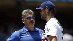 ▲Kershaw下背部痛，提早退場。（圖／美聯社／達志影像）