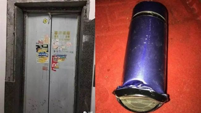 陸大媽用杯擋門　害電梯炸歪還受傷了