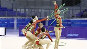 世大運韻律體操測試賽，中華隊首日在團體全能五環有精彩表現。（圖／世大運提供）