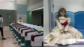 馬來西亞捷運和輕軌的《安娜貝爾》中的鬼娃放置在車廂站（翻攝自Rapid KL臉書）