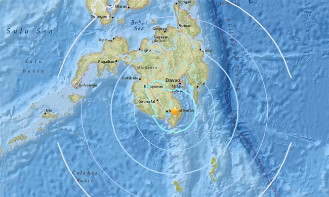 菲民答那峨島地震　規模下修至5.8