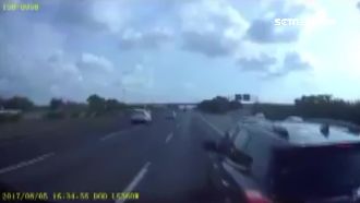 國道上亂換車道還急煞　險害後車追撞
