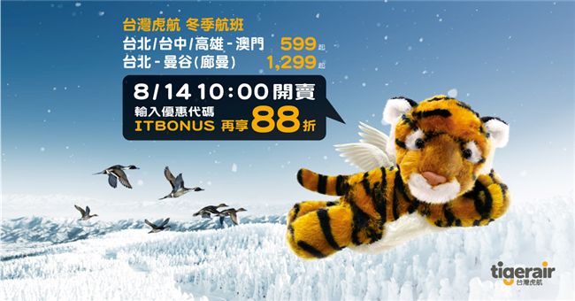 搶！台虎航冬季班表今天上午開賣
