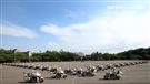 憲兵機車排重機訓練花式隊形成果展示。（記者邱榮吉/攝影）