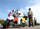 憲兵機車排重機訓練花式隊形成果展示。（記者邱榮吉/攝影）