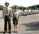 憲兵機車勤務連上士彭詩婷、吳昇澤夫妻檔。（記者邱榮吉/攝影）
