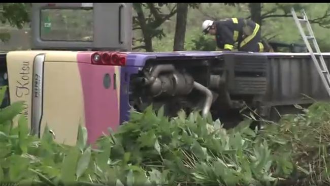 日觀光巴士國道翻覆　20人受傷