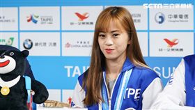 臺北世大運主新聞中心記者會，奪金計畫重佈局，跆拳道品勢林侃諭 圖／記者林敬旻攝