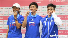 滑輪溜冰奪牌選手李孟竹、高茂傑、陳映竹。（圖／記者王怡翔攝）