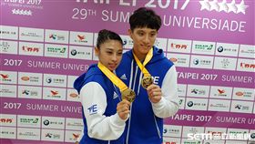 跆拳道品勢混雙金牌蘇佳恩及李晟綱（圖／記者劉家維攝）