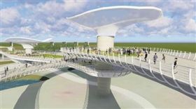 新北第五座大台北都會公園景觀橋動工。（圖／翻攝畫面）