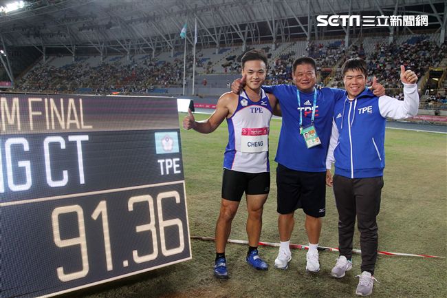 台灣選手鄭兆村在標槍項目擲出91.36公尺破亞洲紀錄。（記者邱榮吉/攝影）