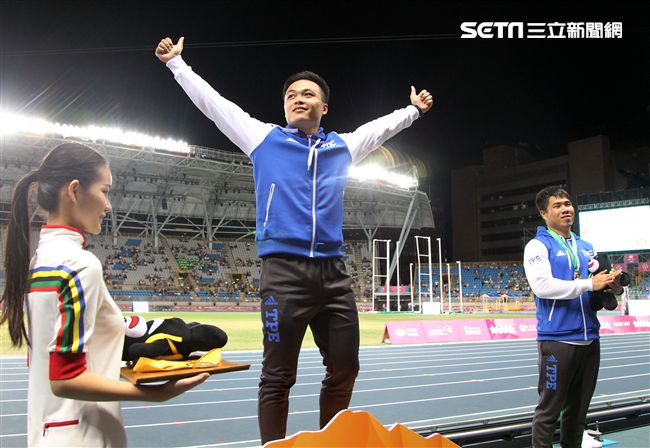 台灣選手鄭兆村在標槍項目擲出91.36公尺破亞洲紀錄。（記者邱榮吉/攝影）