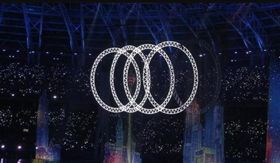  中國全國運動會開幕式出槌　奧運五環剩四環(圖/陸媒)
