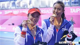 0828世大運網球女子團體中華隊詹詠然、詹皓晴 圖／記者林敬旻攝