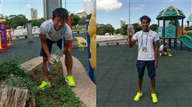 日選手掃公園　圖／翻攝自林口大家庭臉書