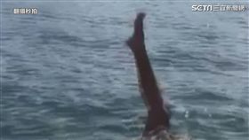 網美拍照腳滑，跌入海中。