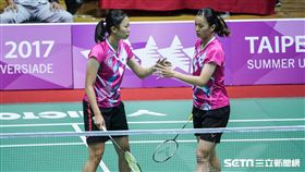 0829世大運羽球女子雙人，中華隊許雅晴、吳玓蓉　圖／記者林敬旻攝