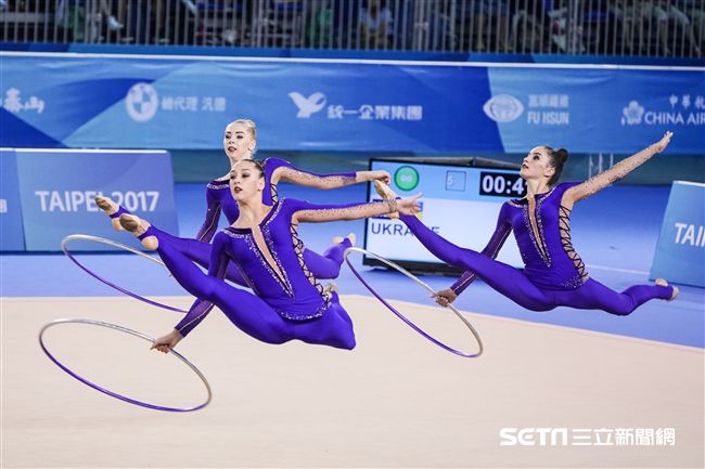 世大運韻律體操團體單項，各國好手展身手。（圖／記者林敬旻攝）