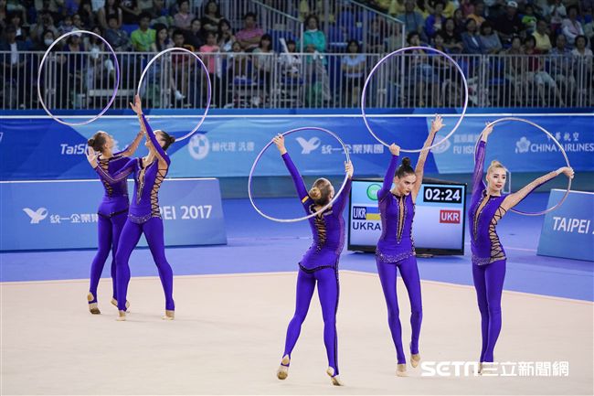 世大運韻律體操團體單項，各國好手展身手。（圖／記者林敬旻攝）