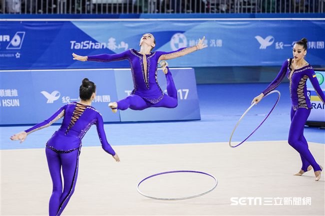 世大運韻律體操團體單項，各國好手展身手。（圖／記者林敬旻攝）