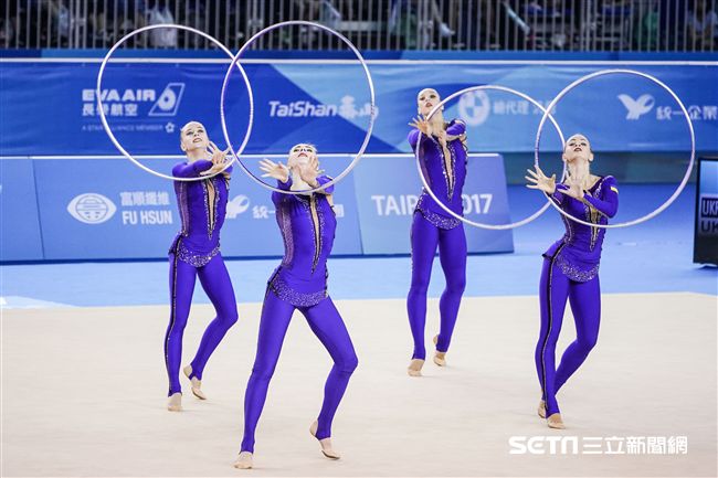 世大運韻律體操團體單項，各國好手展身手。（圖／記者林敬旻攝）