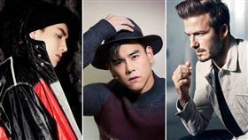 吳亦凡,彭于晏,貝克漢（圖／翻攝自微博、臉書）
