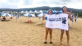 捨不得台灣！世大運選手比基尼海邊戲水（圖／福容大飯店福隆提供）