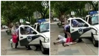 抱娃女遭交警狠摔　女嬰慘被拋飛撞地