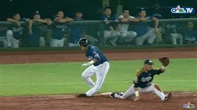 林哲瑄跑壘扭傷。（圖／翻攝自中華職棒CPBL YouTube）