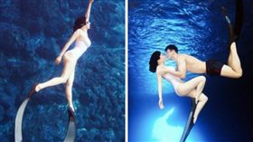 鍾麗緹,美人魚,凍齡,泳姿,蛙鞋,人魚傳說,唯美
（圖／翻攝自鍾麗緹微博）