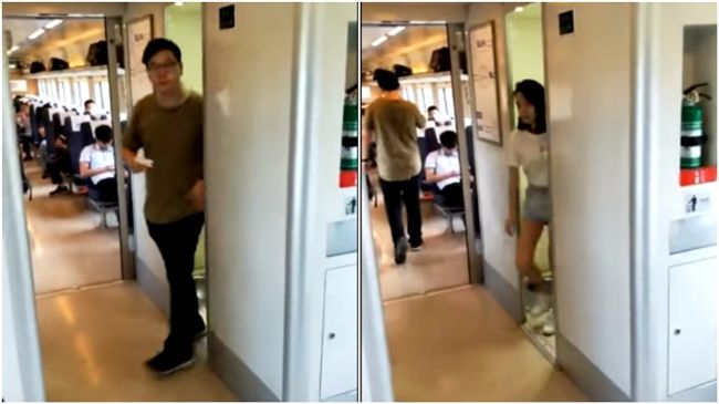 男女前後走出高鐵廁所　動作引遐想！