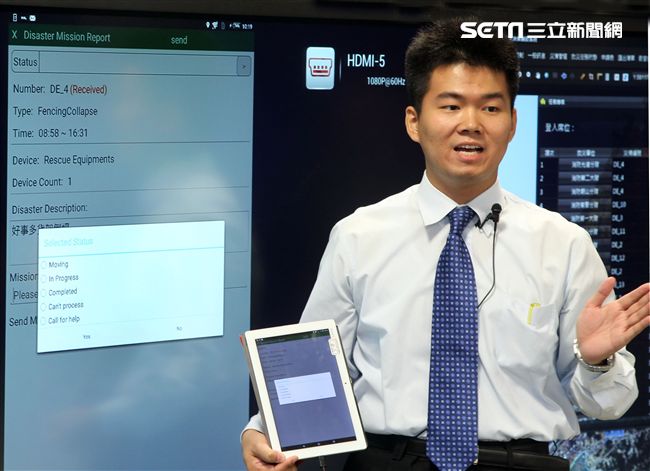 國家中山科學研究院-智慧防救災決策輔助系統，國防科技轉化再運用，災害防救智慧好幫手。（記者邱榮吉/攝影）