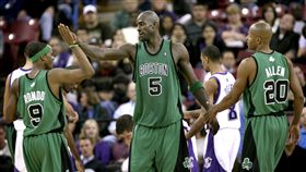 Rajon Rondo,Kevin Garnett,Ray Allen(ap)