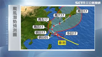 泰利北轉持續增強　北台灣明起風雨襲