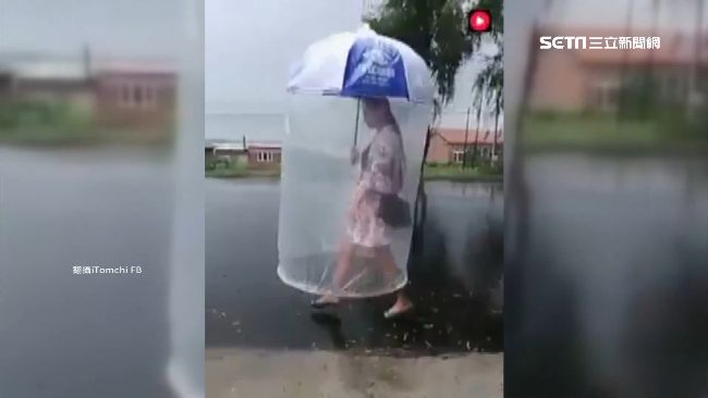 雨下斜的也不怕！全罩式雨傘有夠狂