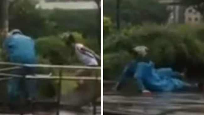 對女生動粗…男子卻自打電線桿還雷殘