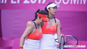 0828世大運網球女子團體中華隊詹詠然、詹皓晴 圖／記者林敬旻攝