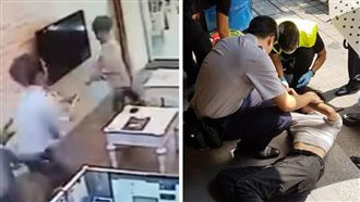 板橋男持旗桿欲傷人　遭店家秒制伏