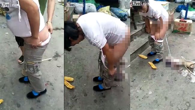女子當街脫褲　下秒嬰兒從胯下滑落