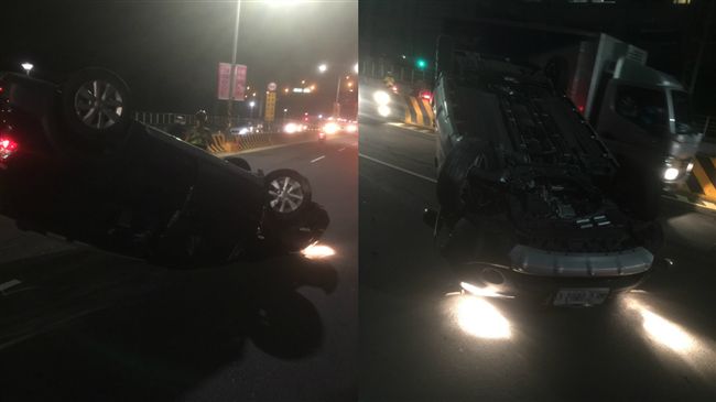 汐止轎車翻覆四輪朝天　女子脫困送醫